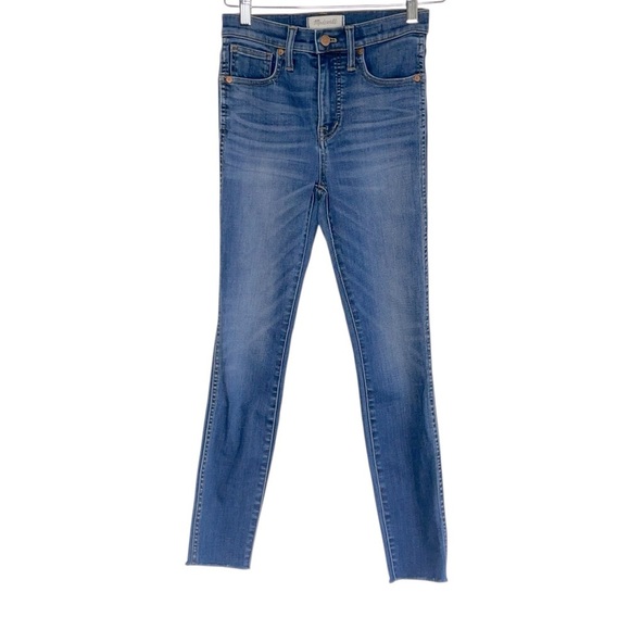 Madewell Blue High-Rise Skinny Jeans with Frayed Hem size 25 style #G7391 - Picture 1 of 11